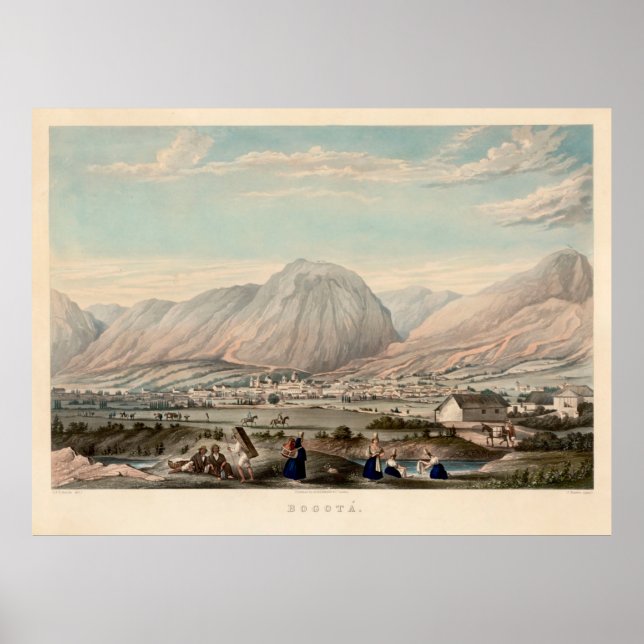 Poster Carte de Bogota Colombie (1840) (Devant)