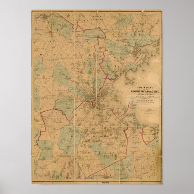 Poster Carte De Boston 2 (Devant)