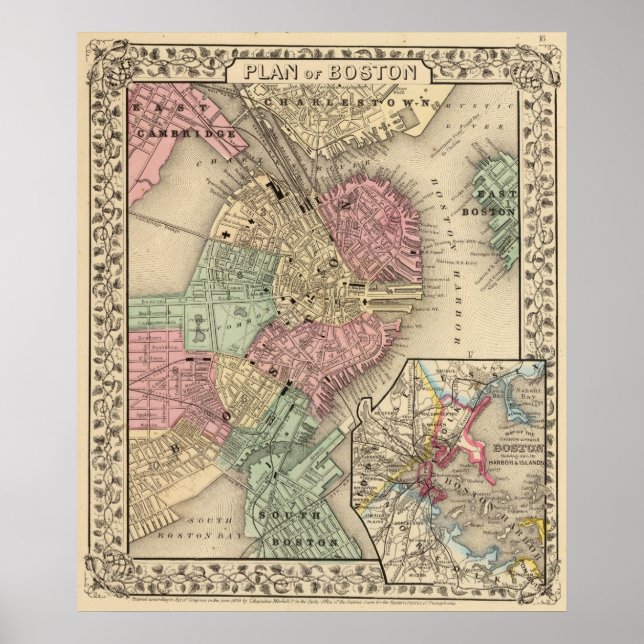 Poster Carte de Boston par Mitchell (Devant)
