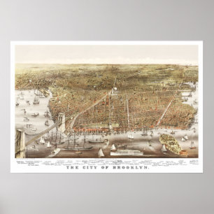 Poster Carte de Brooklyn, New York de 1879