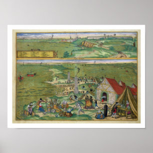 Poster Carte de Cadix, de Civitates Orbis Terrarum par G