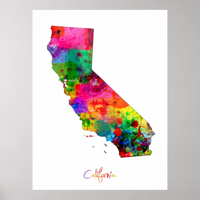 Poster Carte de Californie (Devant)