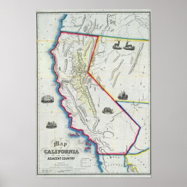 Poster Carte de Californie 2 (Devant)