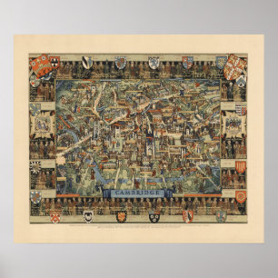 Poster Carte de Cambridge, Angleterre