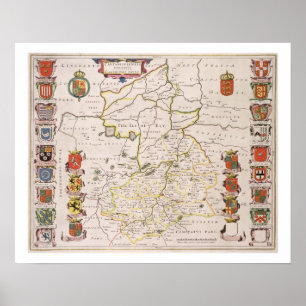 Poster Carte de Cambridgeshire, publié Amsterdam c.1647-