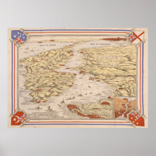 Poster Carte de campagne de Gallipoli vintage (1915) Dard