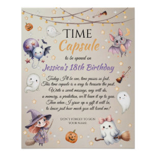 Poster Carte de capsule temporelle Halloween de fantôme j