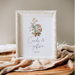 Poster Carte de champignons et signe cadeau de la chute d