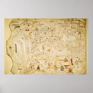 Poster Carte de Charles V, carte de Mecia