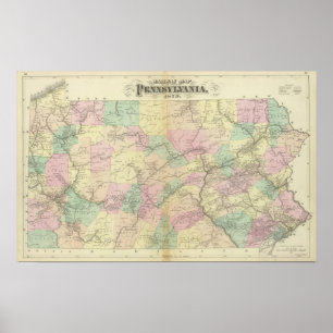 Poster Carte de chemin de fer de Penn