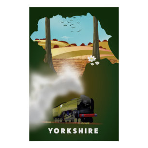 Poster carte de chemin de fer du Yorkshire impression de