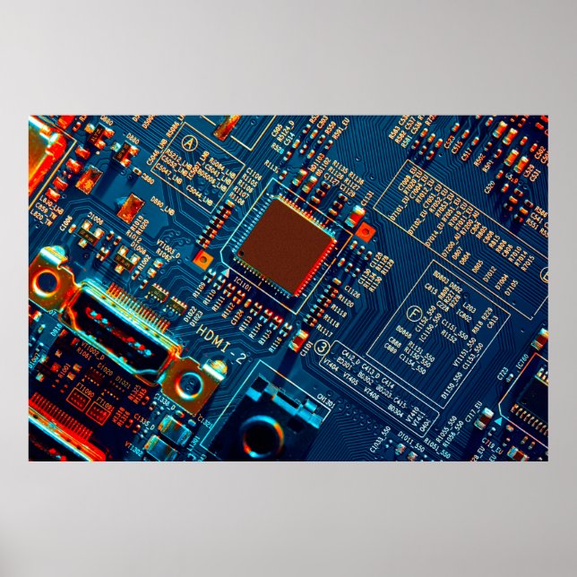 Poster Carte de circuit électronique fermer. électronique (Devant)