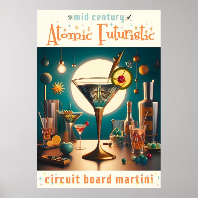 Poster Carte de circuit futuriste atomique Martini (Devant)