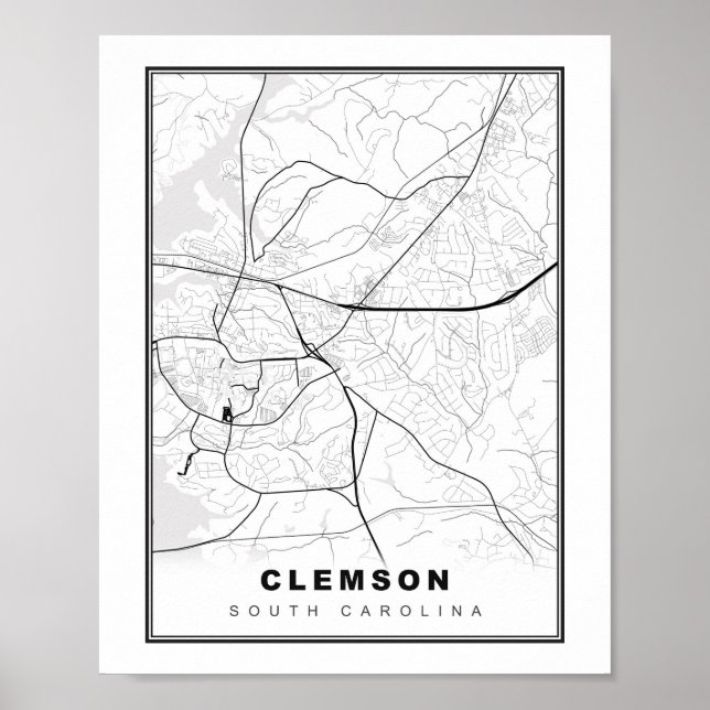 Poster Carte de Clemson (Devant)