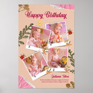 Poster Carte de collage de photos d'anniversaire personna