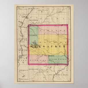 Poster Carte de comté de Missaukee, Michigan