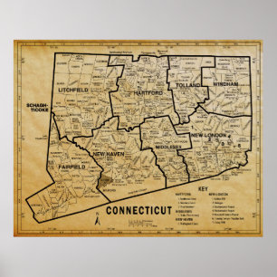 POSTER CARTE DE CONNEXION DE PARCHEMENT AGRÉÉ