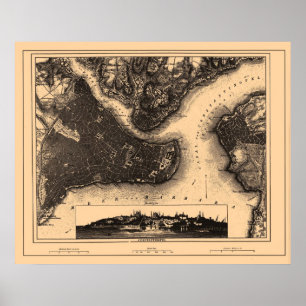 Poster Carte de Constantiople Istanbul, circa 1890 - 1907