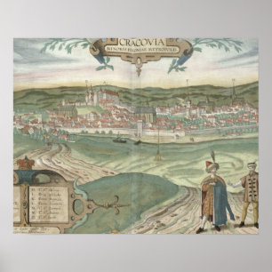 Poster Carte de Cracow, de Civitates Orbis Terrarum par