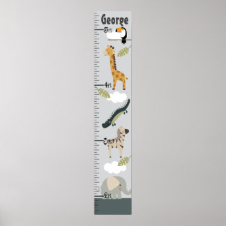 Poster Carte de croissance des animaux de la Jungle Ne ch