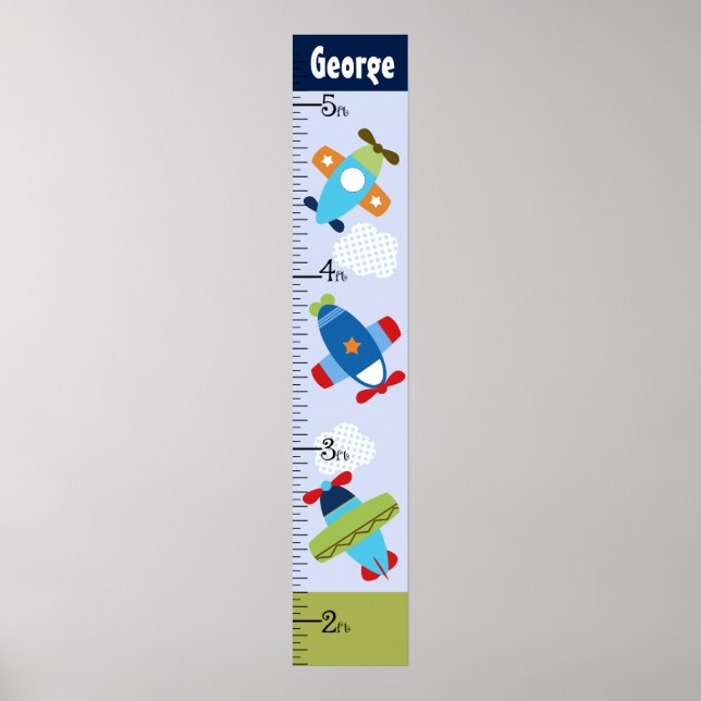 Poster Carte de croissance personnalisée des avions Garde (Devant)