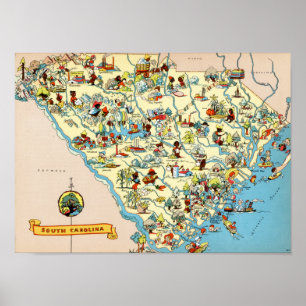 Poster Carte de cru de la Caroline du Sud