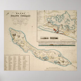 Poster Carte de Curaçao 1836