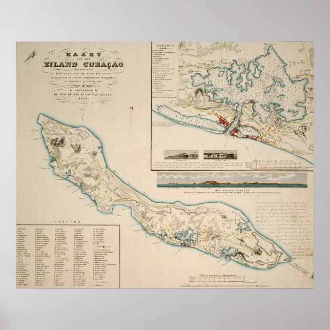 Poster Carte de Curaçao 1836 (Devant)