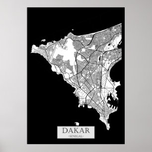Poster Carte de Dakar Sénégal