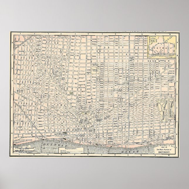 Poster Carte de Détroit 1895 (Devant)