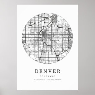 Poster Carte de disposition de la rue Denver Colorado