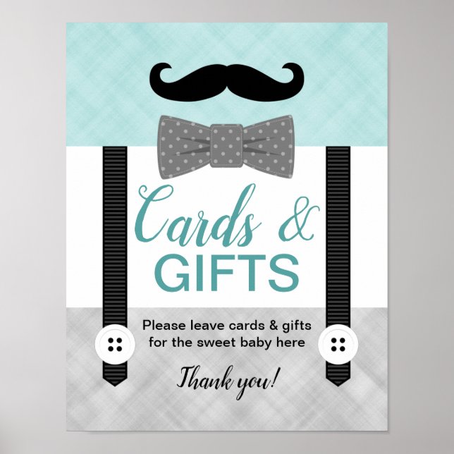 Poster Carte de douche pour bébé garçon et cadeaux signe  (Devant)