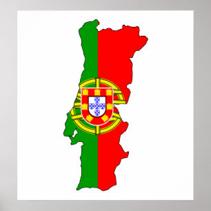 Poster Carte de drapeau du Portugal normale