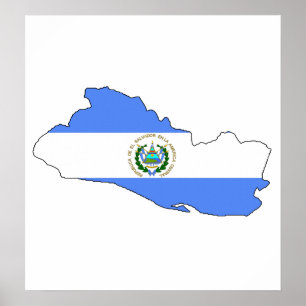 Poster Carte de drapeau du Salvador normale