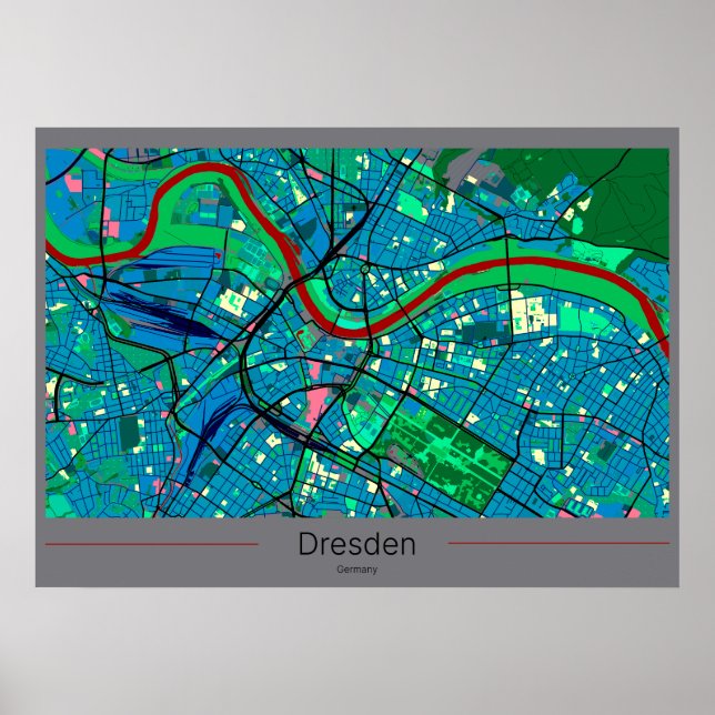 Poster Carte de Dresde (Devant)