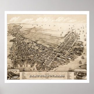 Poster Carte de East Boston, Massachusetts en 1879