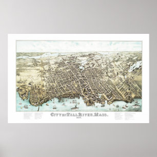 Poster Carte de Fall River, Massachusetts en 1877