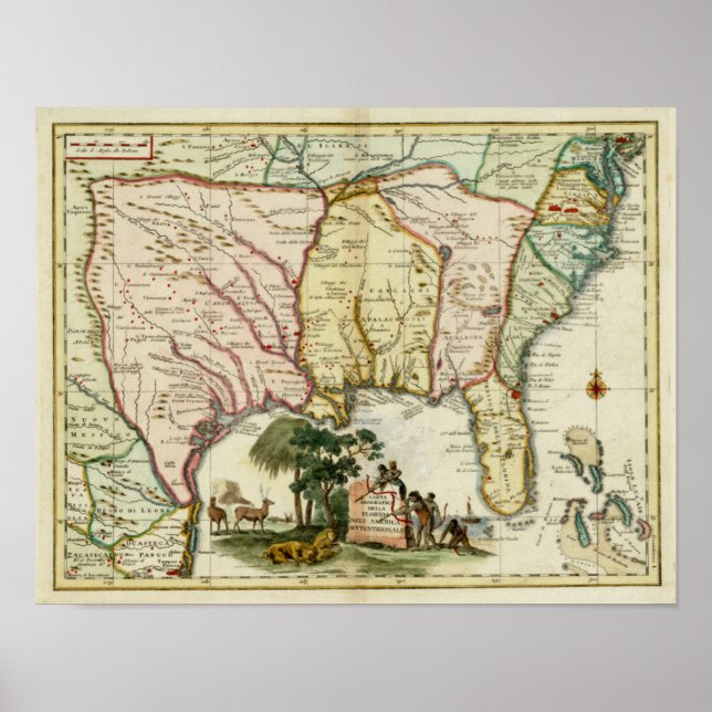 Poster Carte de Floride 1740 (Devant)