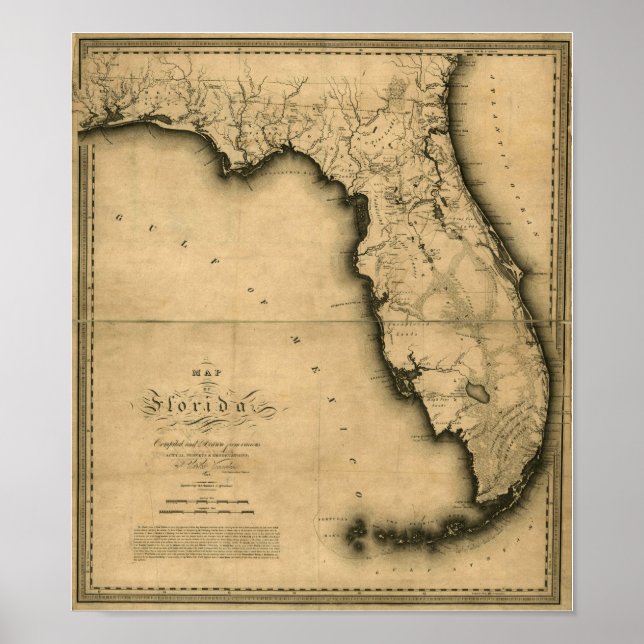 Poster Carte de Floride 1823 (Devant)