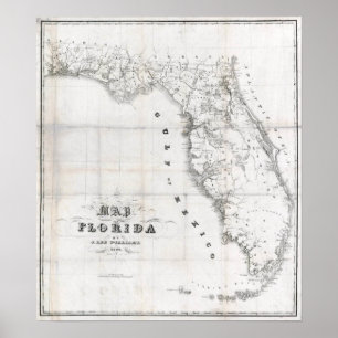 Poster Carte de Floride 1837