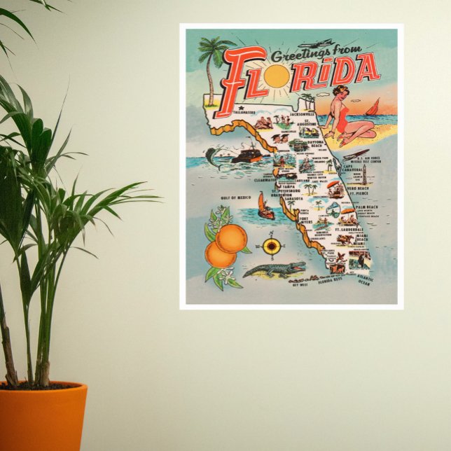 Poster Carte de Floride vintage (Créateur téléchargé)