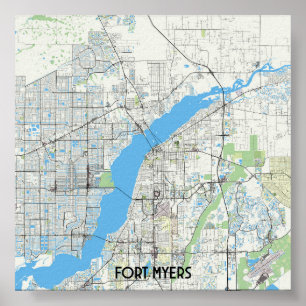 Poster Carte de Fort Myers Florida USA