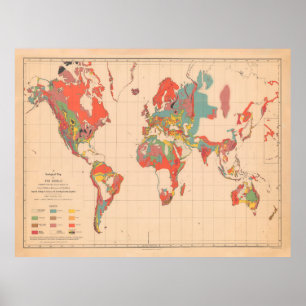 Poster Carte de géologie du Vieux-Monde (1921)