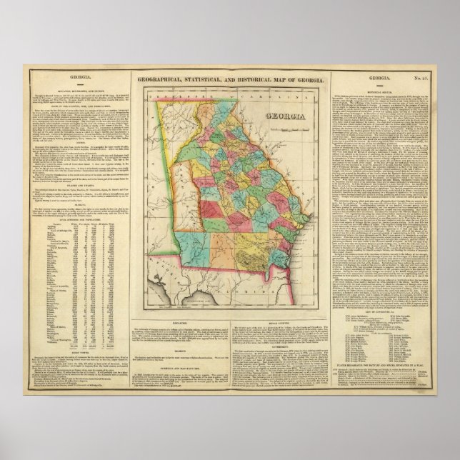 Poster Carte De Géorgie (Devant)