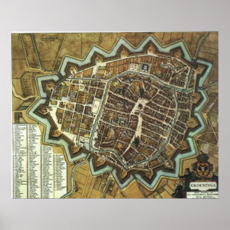 Poster Carte de Groningen 1652