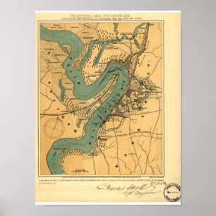 Poster Carte de guerre civile de Vicksburg et de ses