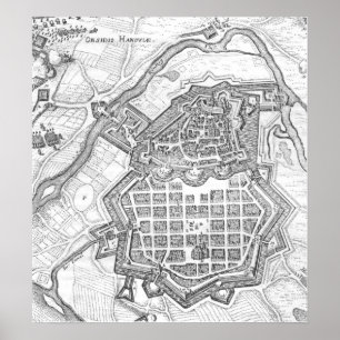 Poster Carte de Hanau, 1636