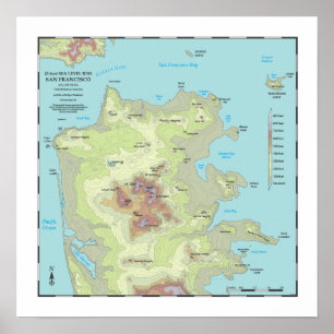 Poster Carte de hausse de mer de San Francisco 25ft -