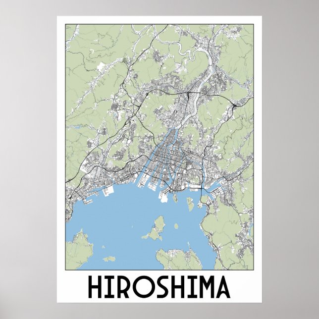 Poster Carte de Hiroshima, Japon (Devant)