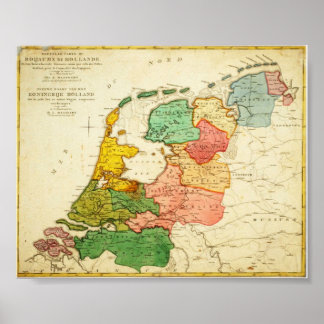 Poster Carte de Holland 1809 - Royaume de Hollande